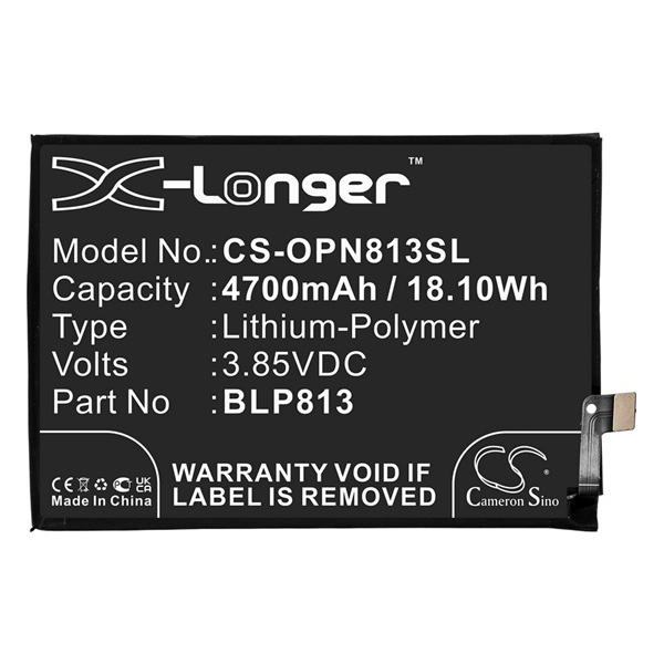 Cameron Sino Li-Polymer akku (3.85V/4700mAh, Oneplus BLP813 kompatibilis) FEKETE OnePlus Nord N100 (CS-OPN813SL)