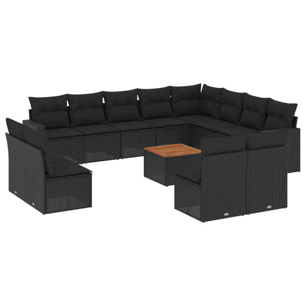 13 részes fekete polyrattan kerti ülőgarnitúra párnákkal (3256699)