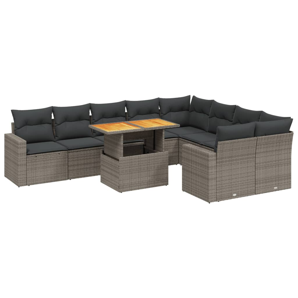 10 részes szürke polyrattan kerti ülőgarnitúra párnákkal (3271473)