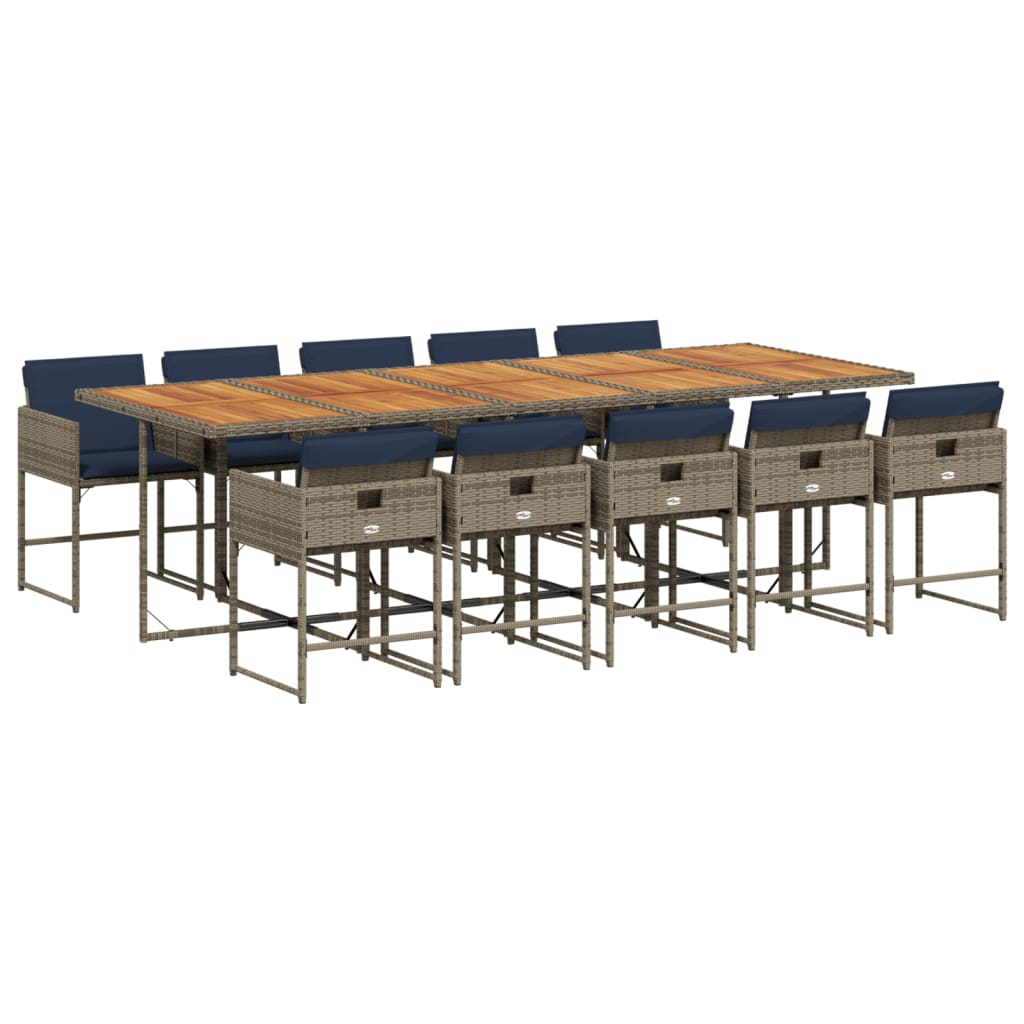 11 részes szürke polyrattan kerti ülőgarnitúra párnákkal (3278068)