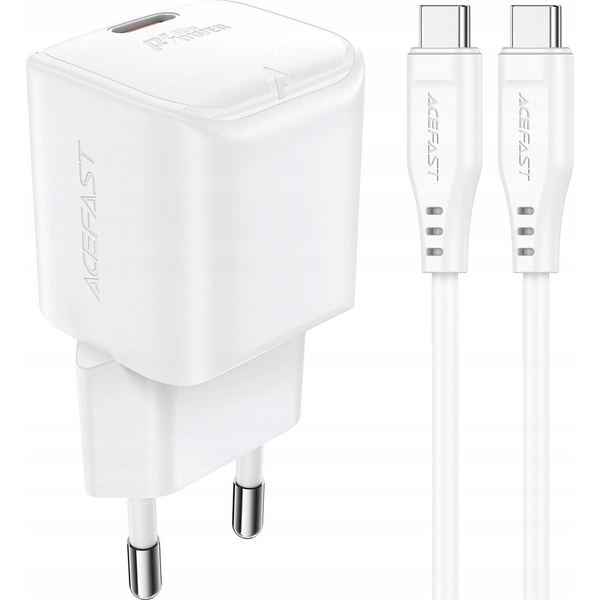 Мрежово зарядно, Acefast, A77, 30W, USB-C, Бяло