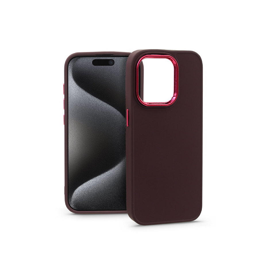 Apple iPhone 15 Pro szilikon hátlap - Frame - bíbor (PT-6820)