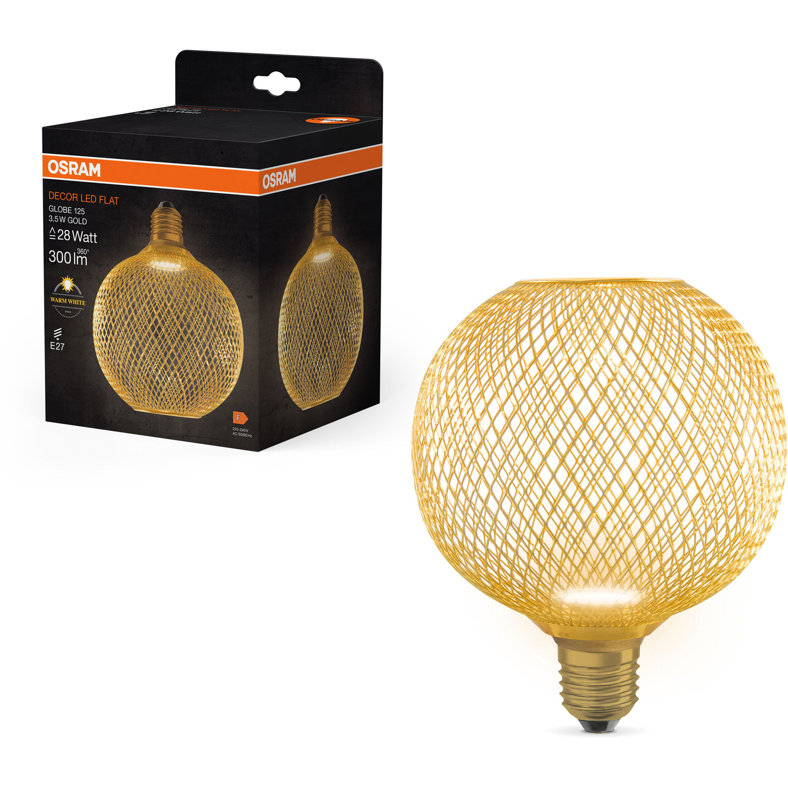 OSRAM LED izzó, 3,5 W, E27, GLOBE, meleg fehér (4058075840089)