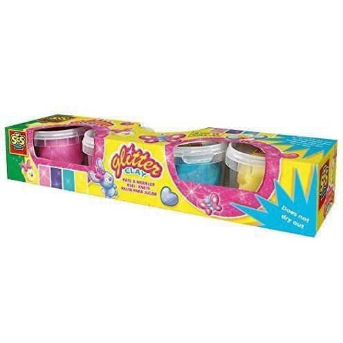 SES Creative 00466 composto per ceramica e modellazione Pasta modellabile Blu, Rosa, Viola, Giallo 4 pz