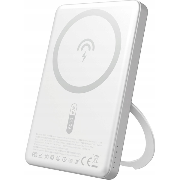 Dudao K28S MagSafe Powerbank 5000mAh 20W PD безжична зарядна станция със стойка, сребриста