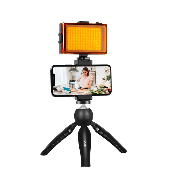 PKT3131B LED лампа Puluz със статив и стойка за телефон, 8,5 см, черна
