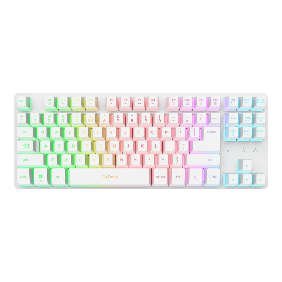 Клавиатура Trust GXT 831 Thado TKL — 26083, американска подредба, бяла