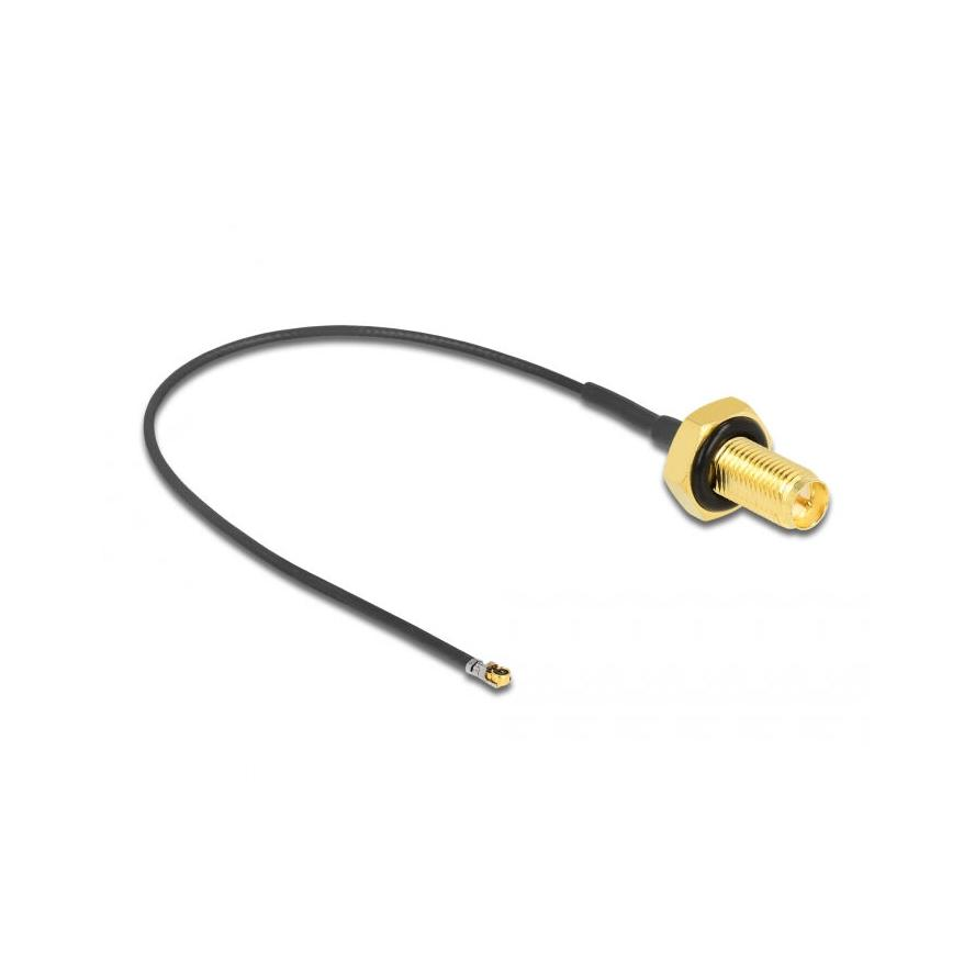 Delock RP-SMA -> MHF 4L F/M antenna kábel 0.1m fekete 1.37 (12655)