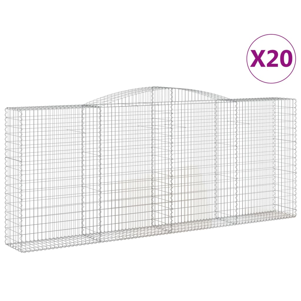 20 db íves horganyzott vas gabion kosár 400x50x160/180 cm (3147045)
