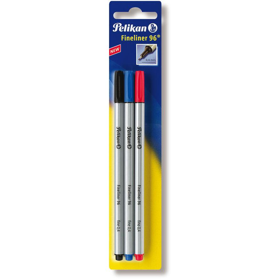Pelikan Fineliner 96 farbig sortiert schwarz/rot/blau 0.4mm Blister (940627) (940627)
