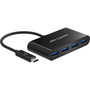 AlzaPower USB-C (M) to 4× USB-A 3.0 (F) USB Hub, fekete
