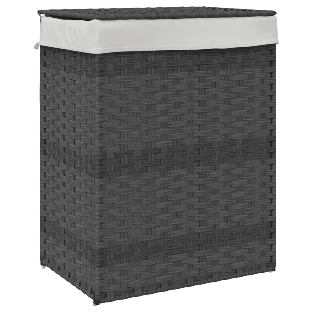 szürke polyrattan szennyeskosár fedéllel 46x33x60 cm (372031)