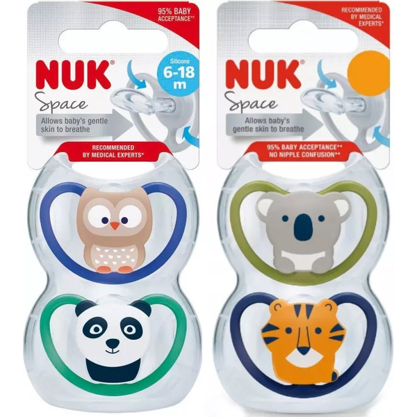 NUK Nuk smoczek usp.silikon 6-18m-cy Space 2szt.
