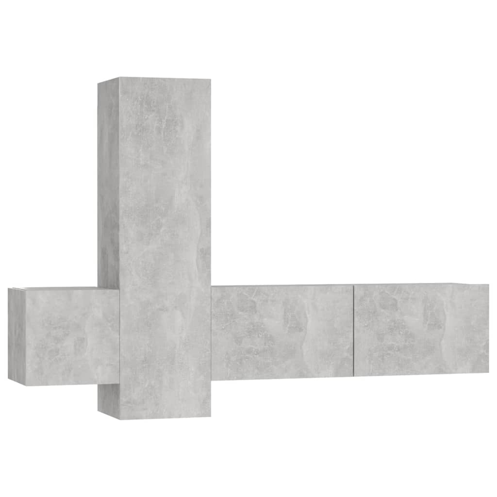 3 részes betonszürke forgácslap TV-szekrényszett (3079076)