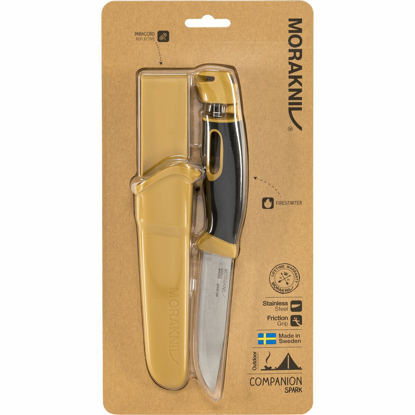 Morakniv Companion Spark Túrakés 223mm + Tűzgyújtó - Sárga (13573)