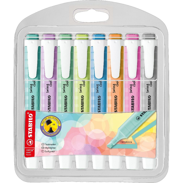 Комплект текст маркери, Stabilo, Swing Cool Pastel ST275/8-08-2, 8 цвята