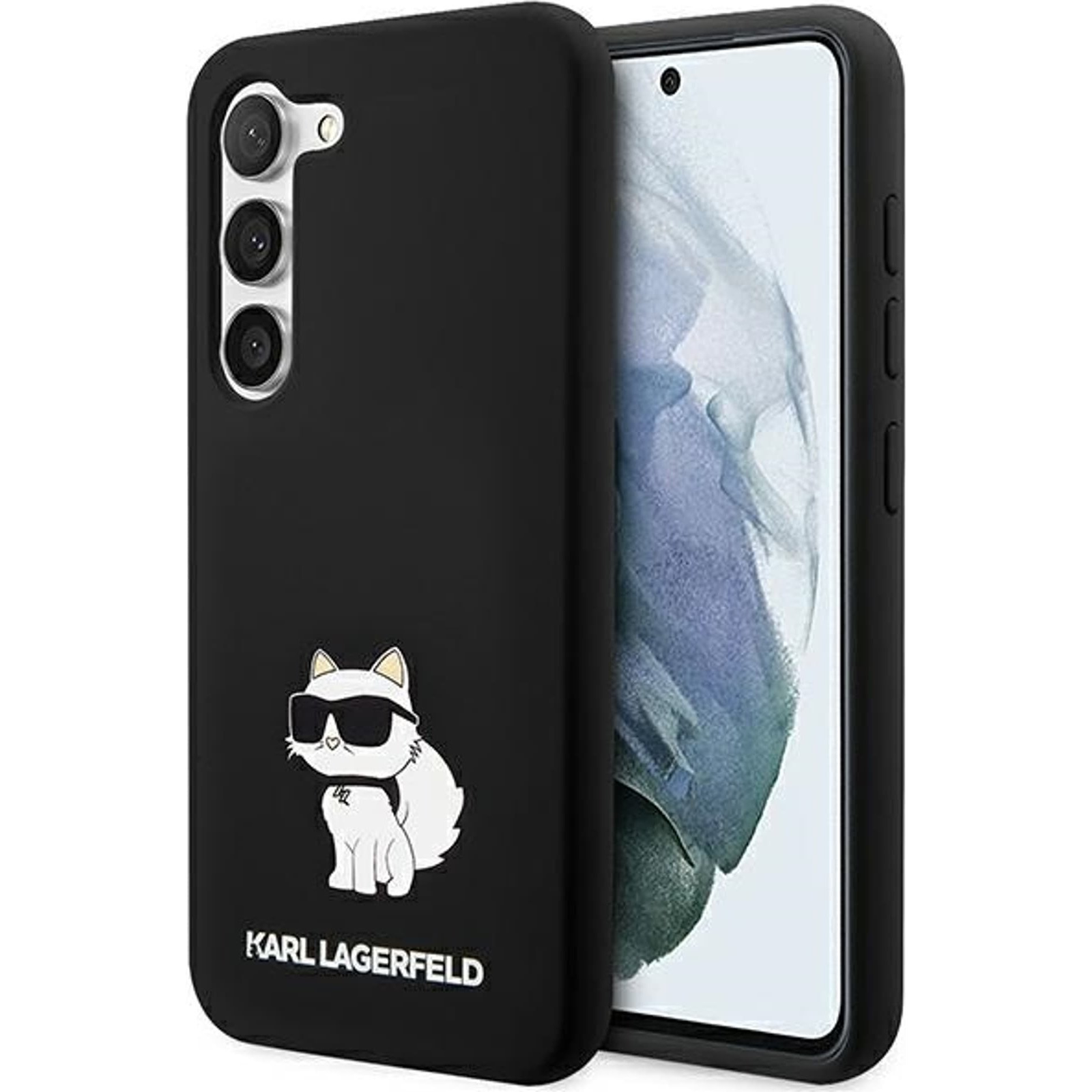Karl Lagerfeld Liquid Silicone Choupette NFT Samsung S926 Galaxy S24 Plus (2024) Hátlapvédő Tok Fekete (KLD1908)