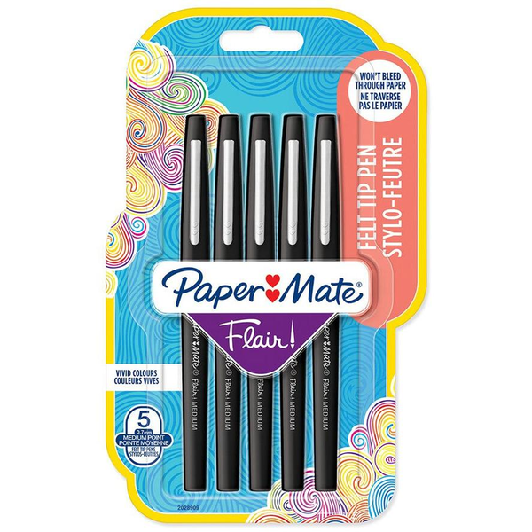 PAPER MATE Faserschreiber Flair B 5 Stk schwarz (2028909)