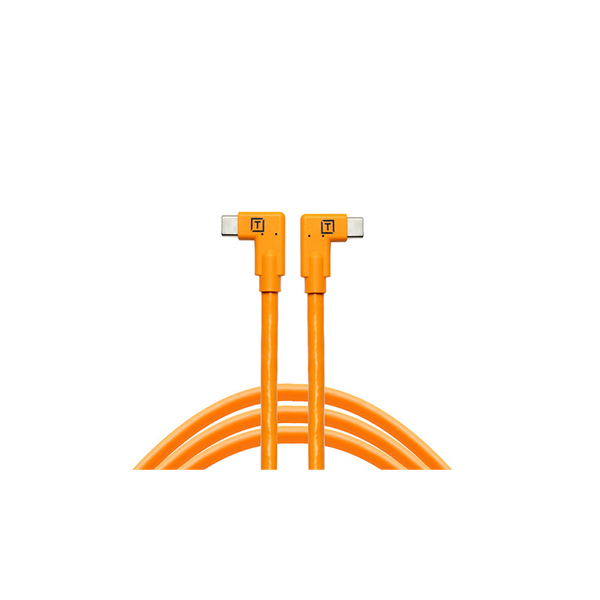 Tether Tools TetherPro Dual USB-C apa 90° - USB-C apa 90° 3.2 Gen 2 Adat és töltő kábel 4.6m - Narancssárga