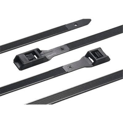 HellermannTyton 112-18060 PE180-HSW-BK-C1 Kábelkötöző 180 mm 9 mm Fekete Nehéz terheléses alkalmazás, UV stabilizált, Hőstabilizált 1 db (112-18060)