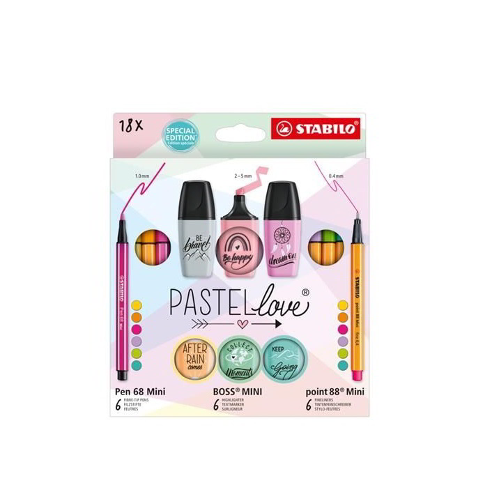 Stabilo Mini World Pastellove Filctoll készlet - Vegyes színek (18 db / csomag) (77/5-8-5)
