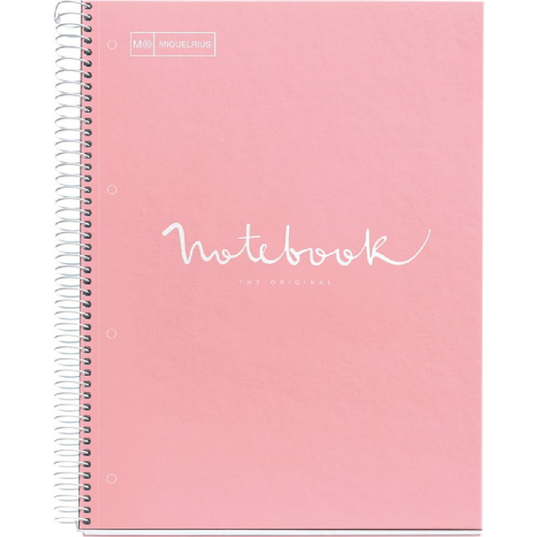 Miquelrius - Cuaderno Espiral Microperforado, Cubierta Polipropileno Translúcido, Tamaño A4 210 X 297 Mm, 4 Taladros, Color Rosa