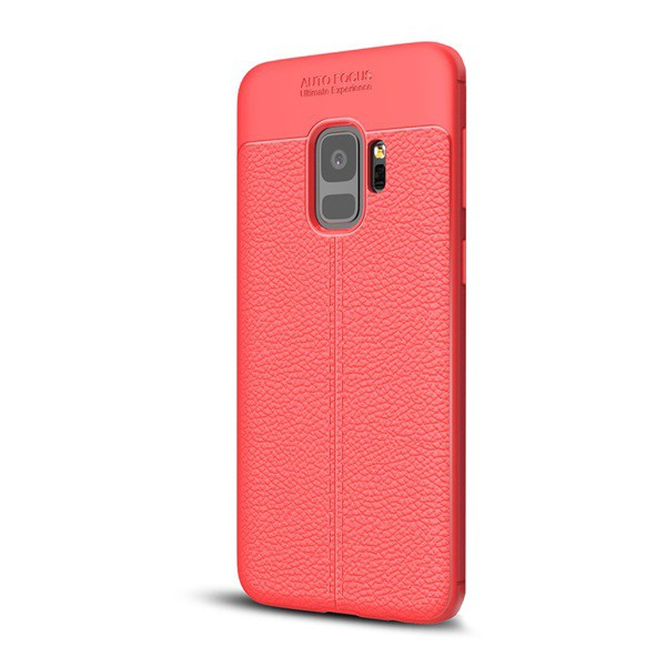 Szilikon telefonvédő (közepesen ütésálló, bőr hatású, varrás minta) PIROS [Samsung Galaxy S9 (SM-G960)] (5996457744640)