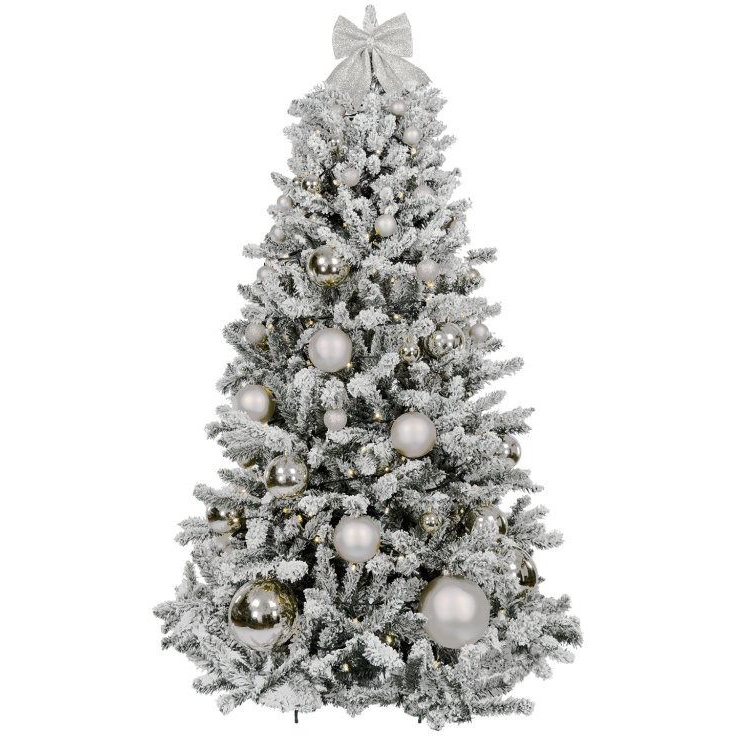 LAALU feldíszített karácsonyfa - Ezüstkarácsony, 73 dísz, 150 cm (LAU-2410-OZ-150V)