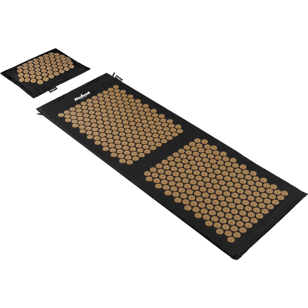Mata zdrowotna ECO z kolcami do akupresury z poduszką, 130x50cm, XXL, złote kolce, Rebel Active