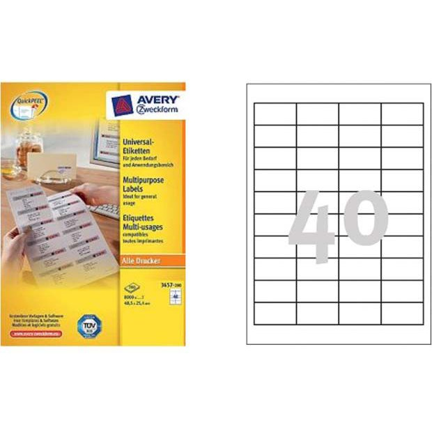 Avery 3657 QP 48,5×25,4mm univerzális 4000db-os etikett (3657)