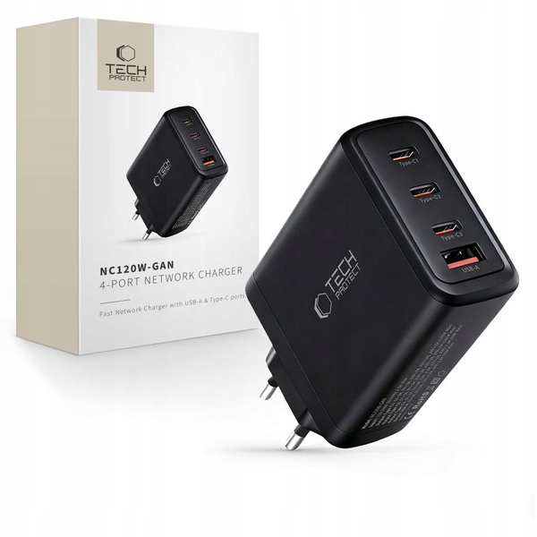 VÝKONNÁ SIEŤOVÁ NABÍJAČKA USB-C USB-A GAN NAPÁJACÍ ADAPTÉR 120W QUICK