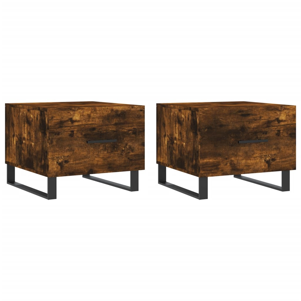 2 db füstös tölgy szerelt fa dohányzóasztal 50 x 50 x 40 cm (829455)