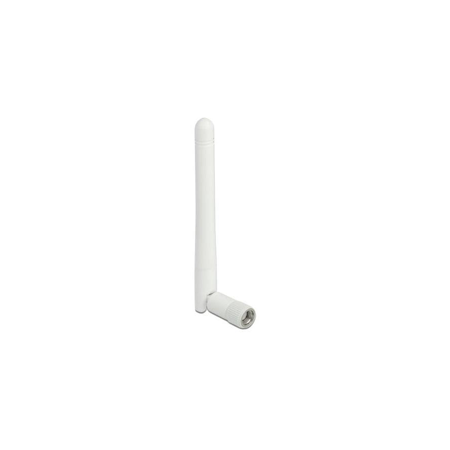 Delock WLAN 802.11 b/g/n antenna RP-SMA-dugó 2 dBi mindenirányú, dönthető csatlakozással (fehér) (12006)