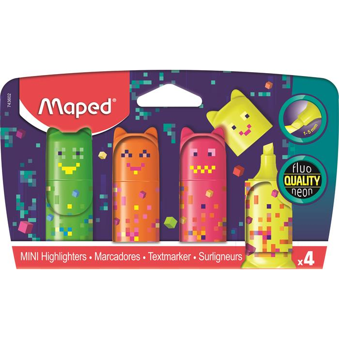 Maped Pixel Party Mini 1-5mm Szövegkiemelő készlet - Vegyes színek (4 db / csomag) (743602)