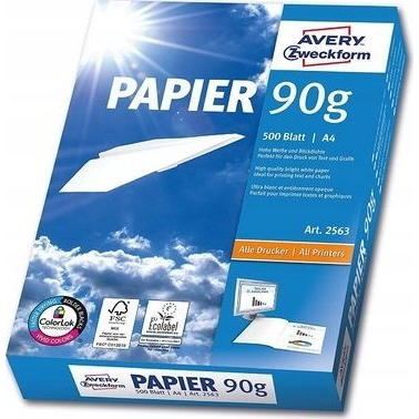 Avery-Zweckform PAPIER 90 Premium Quality Paper 2563 Univerzális nyomtatópapír, másolópapír DIN A4 90 g/m² 500 lap Fehér (2563)