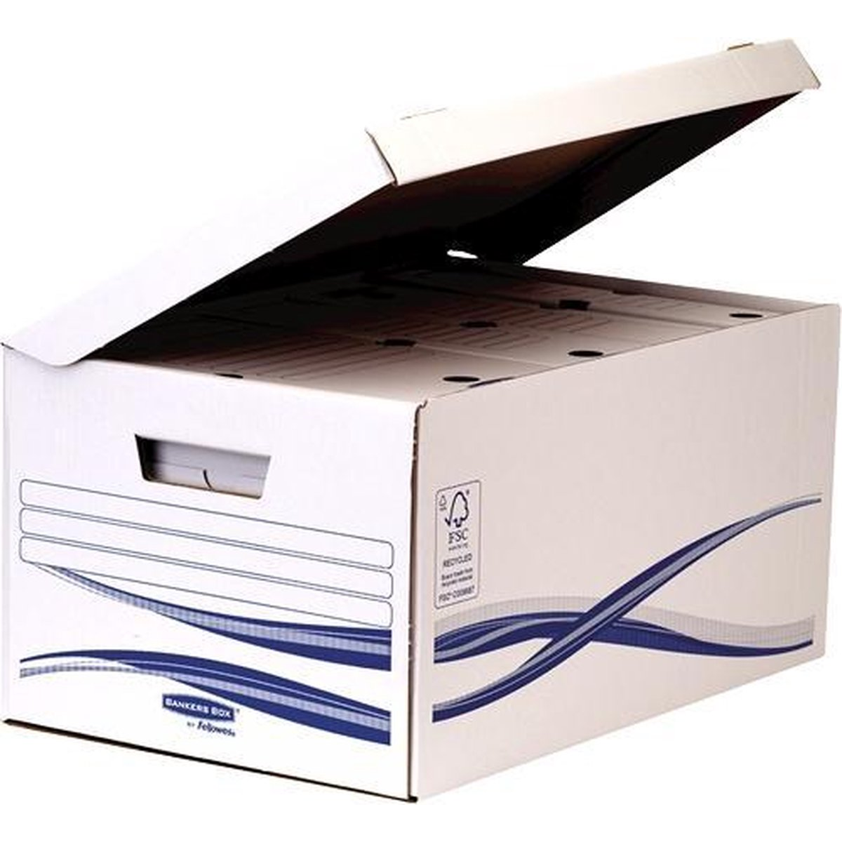 Fellowes Bankers Box Basic 80mm Csapófedeles Archiváló doboz A4+ - Kék/Fehér (7 db / csomag) (4460504)