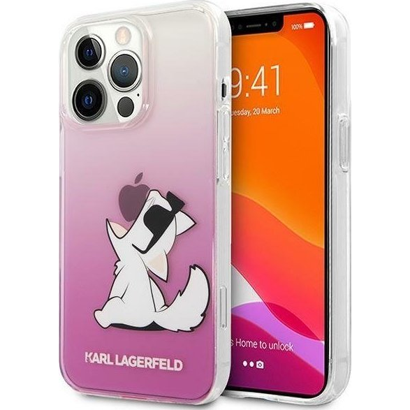 Karl Lagerfeld Choupette Fun Apple iPhone 14 Pro hátlap tok, rózsaszín (KLD1023)