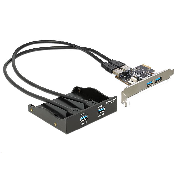 DeLock 2+2x USB 3.0 bővítő kártya PCIe + front panel (61893) (61893)