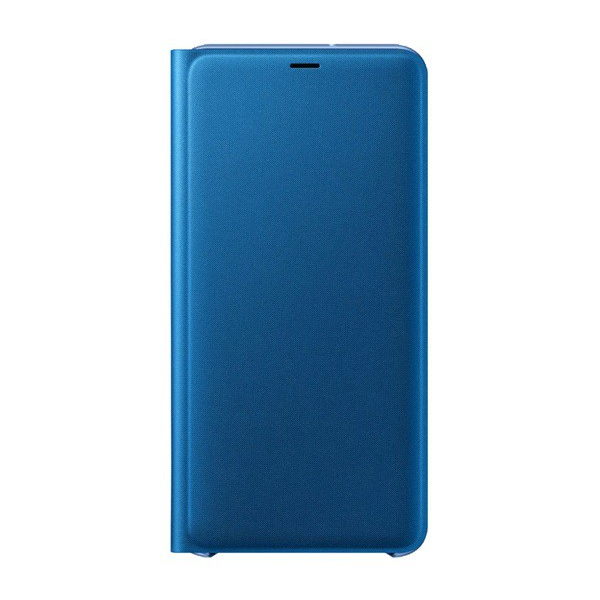 SAMSUNG tok álló (aktív FLIP, oldalra nyíló, bankkártya tartó, textil minta) KÉK [Samsung Galaxy A7 (2018) SM-A750F] (EF-WA750PLEG)