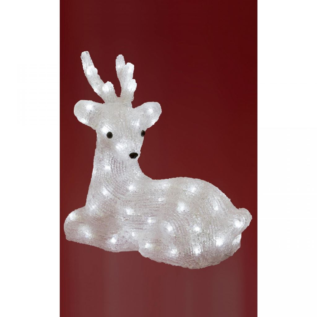 Somogyi Akril Dekoráció fekvő Rénszarvas IP44 34x36cm hideg fehér (KDA 7) (KDA 7)