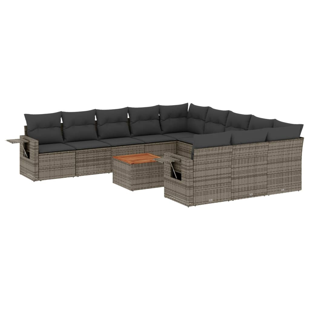 12 részes szürke polyrattan kerti ülőgarnitúra párnákkal (3257124)