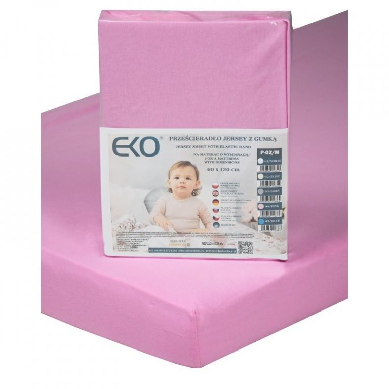 EKO Jersey gumis lepedő, rózsaszín 120x60 cm (5903636118376)