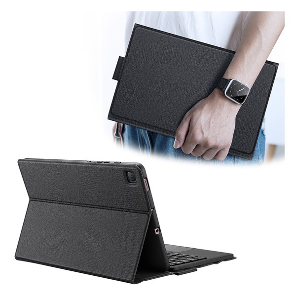 Калъф DUX DUCIS стоящ, кожен ефект (FLIP, bluetooth клавиатура, настолен държач, QWERTY, английски език) ЧЕРЕН [Samsung Galaxy Tab S6 Lite 10.4 LTE (SM-P619) 2022] (5996591101064)