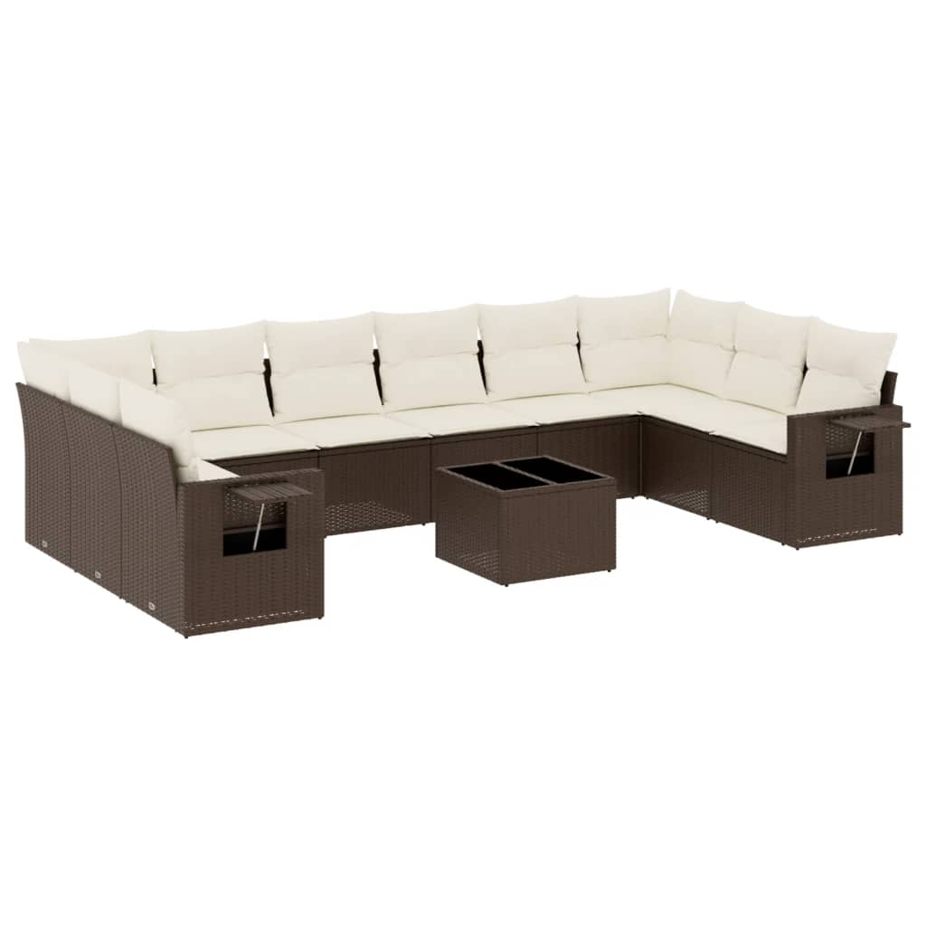 11 részes barna polyrattan kerti ülőgarnitúra párnákkal (3220682)