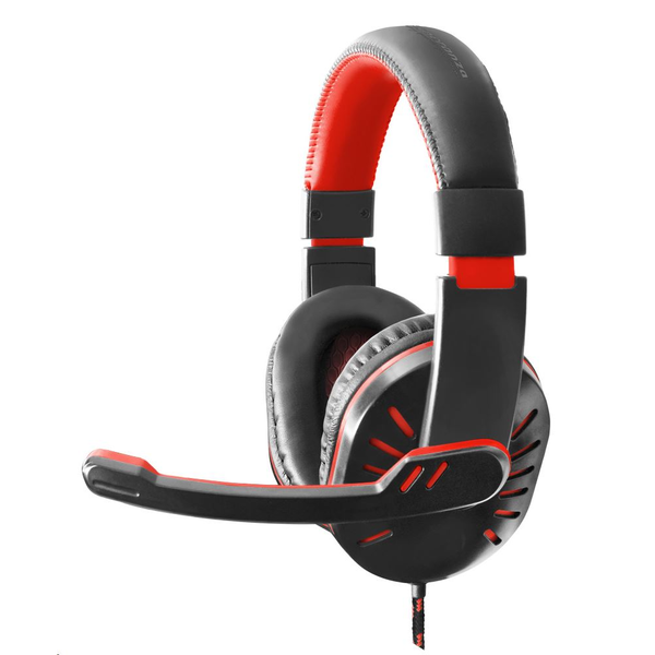 Căști de gaming Esperanza CROW EGH330R cu microfon, negru-roșu