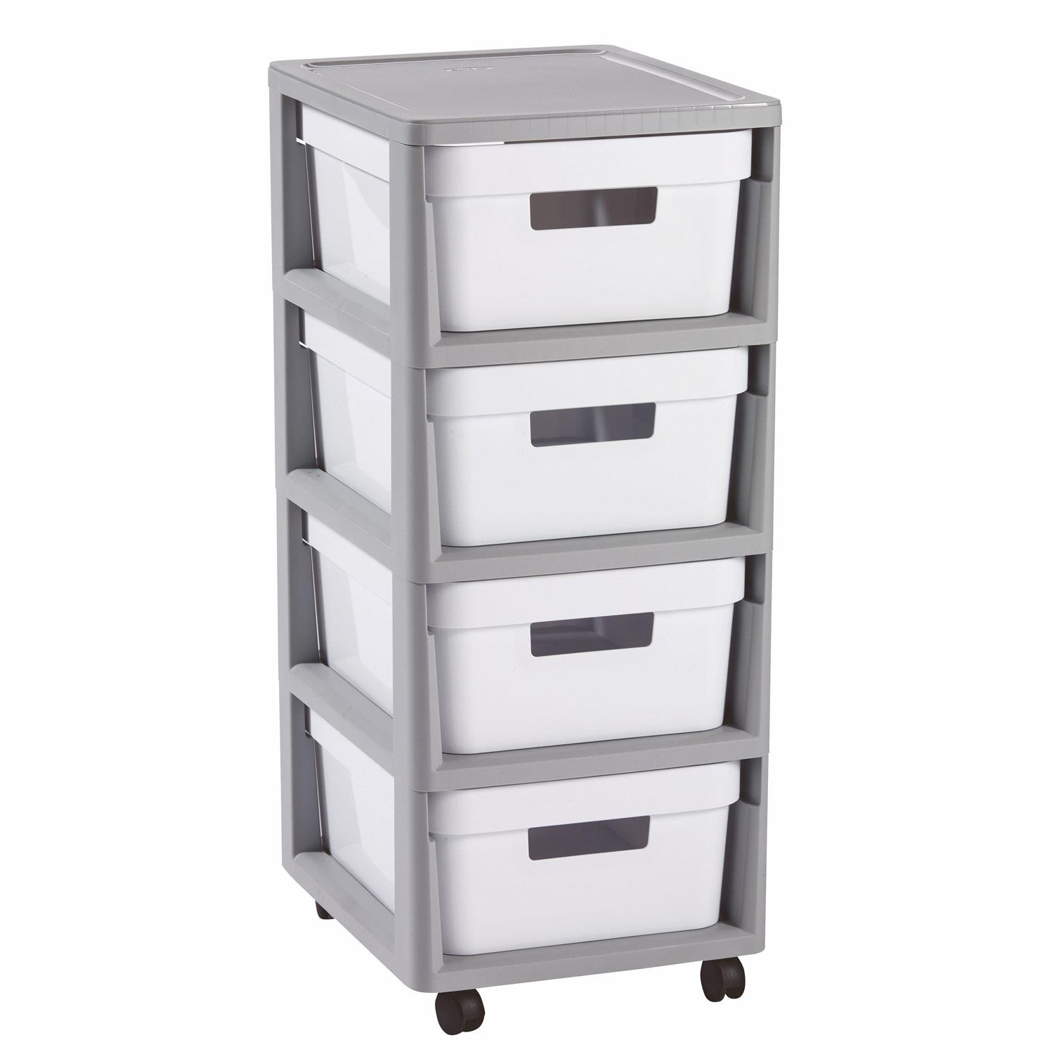 Curver Infinity Fiókos tárolódoboz 4x11L - Fehér/Szürke (231559)