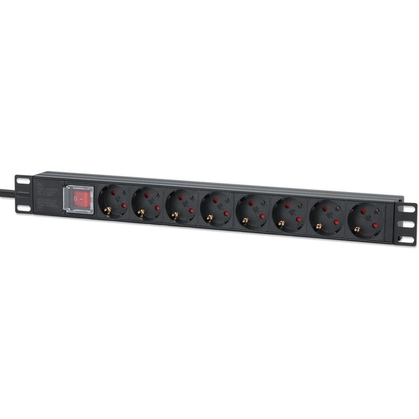 Intellinet 715126 strømforsyningsenhed (PDU) 8 AC stikkontakt(er) 1U Aluminium