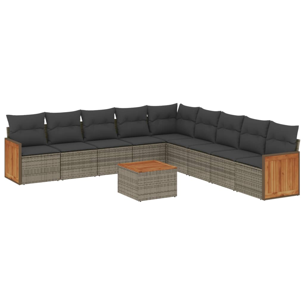 10 részes szürke polyrattan kerti ülőgarnitúra párnákkal (3227747)