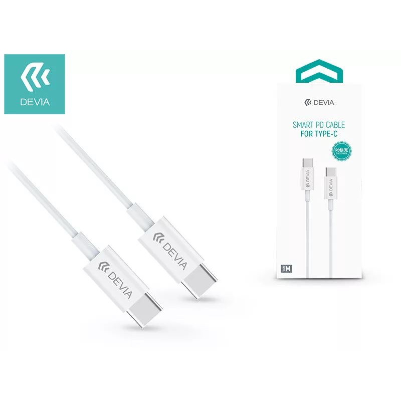 Devia USB Type-C - USB Type-C adat- és töltőkábel 1 m fehér (ST325380) (ST325380)