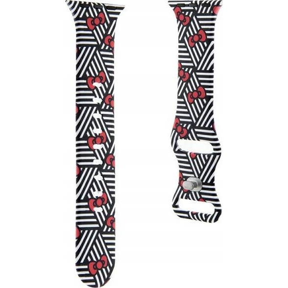 Hello Kitty Apple Watch Bows & Stripes Okosóra szíj Szilikon 38 / 40 / 41mm - Fekete